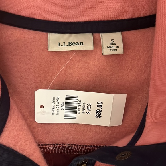 L.L. Bean Women's Quilted Sweatshirt, Mockneck Tunic Colorblock new with tags - Picture 2 of 3